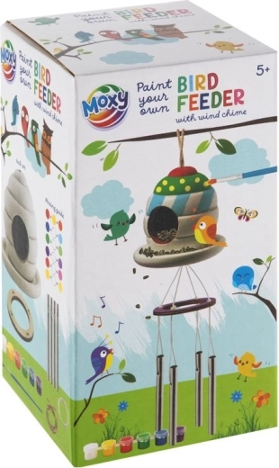 Moxy bird feeder with wind chime – creative painting set