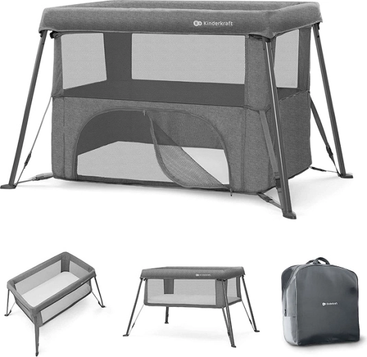 Kinderkraft CAMI travel cot and playpen – grey