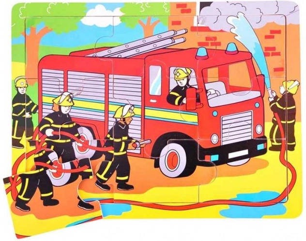 Wooden Puzzle Firefighters 9 Pieces Bigjigs Toys