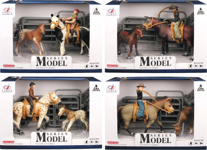 Animaux de la ferme – set chevaux avec cavalier et poulain