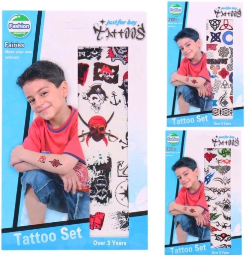 Kids' Temporary Tattoos – Set of 36 Designs