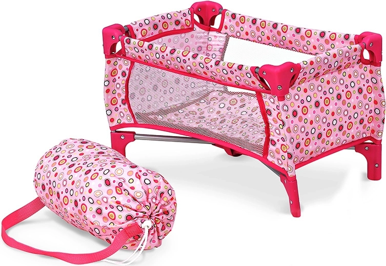 Travel crib - pink with polka dots
