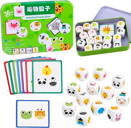 Educatief houten spel met blokken – match de dieren