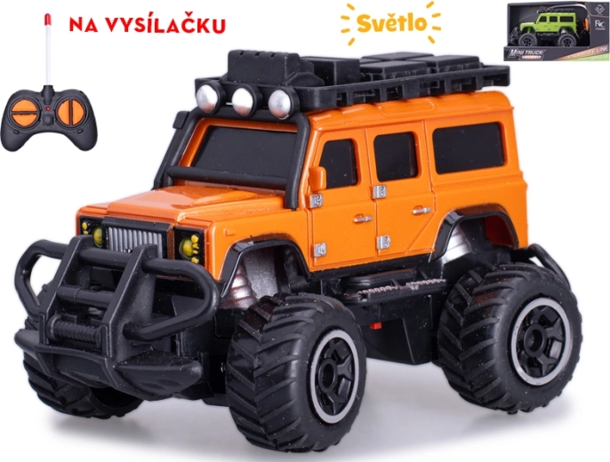 RC terreinwagen 1:43 met verlichting, 27 MHz, 14 cm