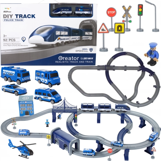 Police Electric Train Set with Helicopter 103 × 61 × 15 cm