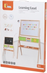 Houten dubbelzijdig educatief bord met telraam en klok