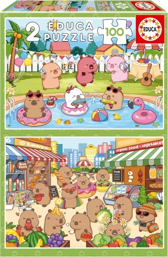 Puzzle Educa Capyfun 2×100 pièces