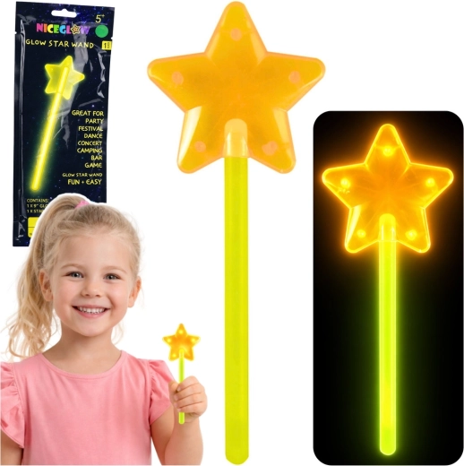 Glowing Magic Wand with Star, Neon 22 cm