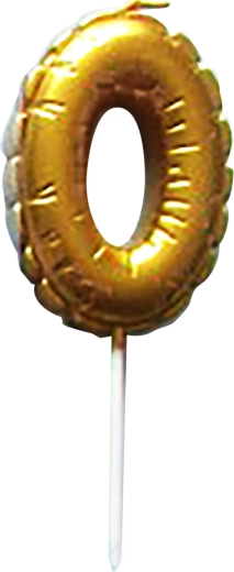 Taartkaars cijfer 0 goud 6 cm