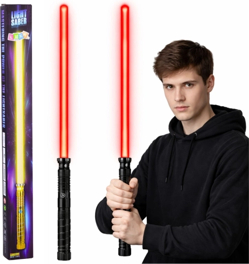 Lichtgevend LED-zwaard met metalen handvat 75 cm met geluid