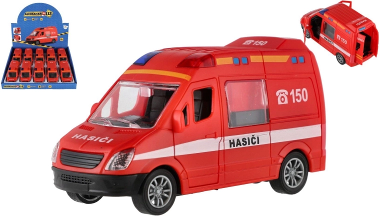 Camion de pompiers en plastique 12 cm à rétrofriction – lot de 10 pièces en boîte