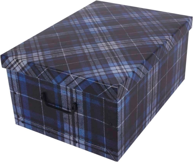 MAXI-Aufbewahrungsbox aus Karton, blaues Schottenkaro