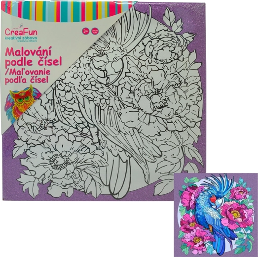 Schilderen op canvas – papegaai 30 × 30 cm