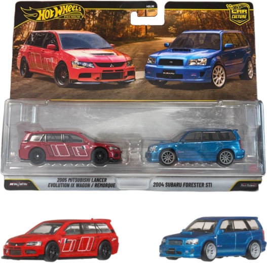 Hot Wheels Premium two-pack – 2004 Subaru Forester STI and 2005 Mitsubishi Lancer Evolution