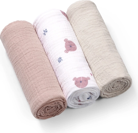 Babyono Super Soft muslin cloths 3 pcs grey 70 × 70 cm