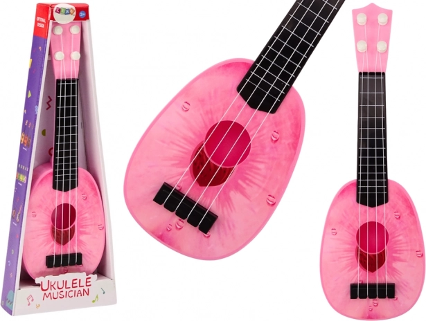 Ukulele voor kinderen Mini gitaar 4 snaren perzikmotief roze