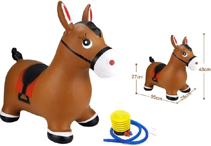 Cheval sauteur gonflable pour enfants avec pompe – marron