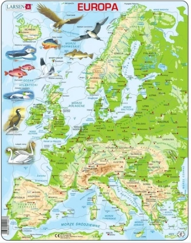 Larsen puzzle physical map of Europe