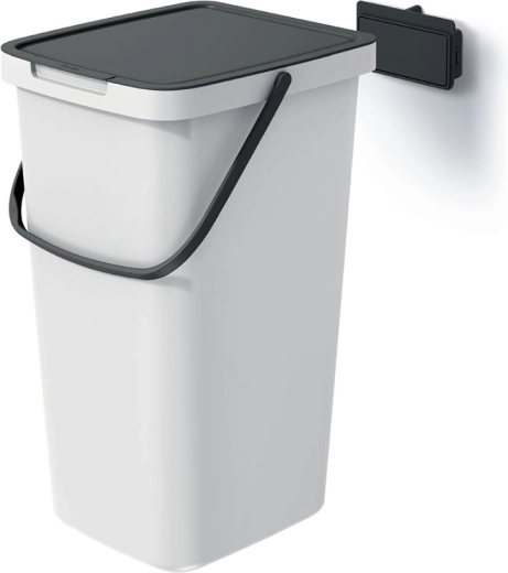 SYSTEMA Q COLLECT 25 L Trash Can, Ash Grey with Black Lid
