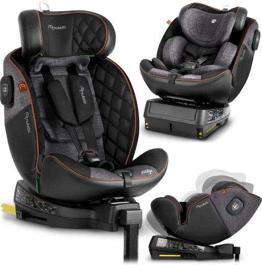 Siège auto Nukido Prestige Line pivotant 0–36 kg i-Size ISOFIX noir-gris