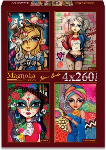 Puzzle Magnolia Alenka, Harley, Catrina et Bruneta 4×260 pièces