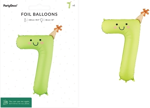 Ballon en aluminium chiffre 7 vert clair 86 cm