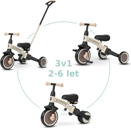 Qplay Stager 3-in-1 Tricycle Brown
