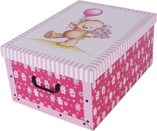MAXI Aufbewahrungsbox aus Karton Rosa Teddybären