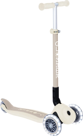 Globber Primo trottinette enfant pliable à 3 roues avec roues LED Eco, coconut