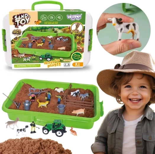 Woopie Kinetic Sand Farm in a Suitcase 1500 g with Tractor and Animals