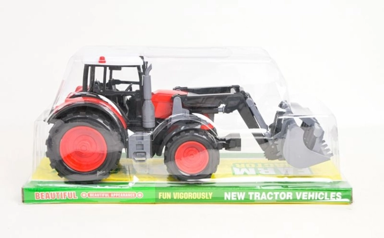 Tracteur rouge avec pelle avant