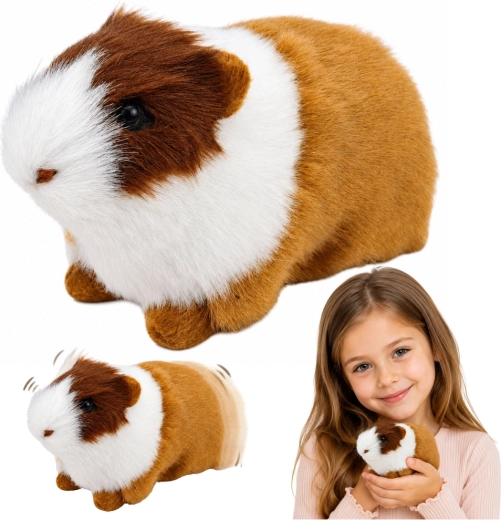 Realistic plush guinea pig brown-and-white 12 cm