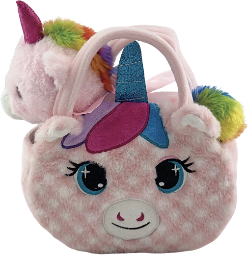 Sac à main en peluche chat avec licorne Celeste