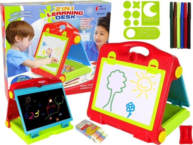 Opvouwbaar kindertekenbord 2-in-1 voor krijt