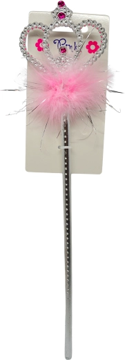 Baguette magique en plastique avec plume rose pour petites princesses