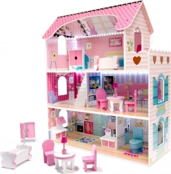 Wooden dollhouse with furniture - 70 cm