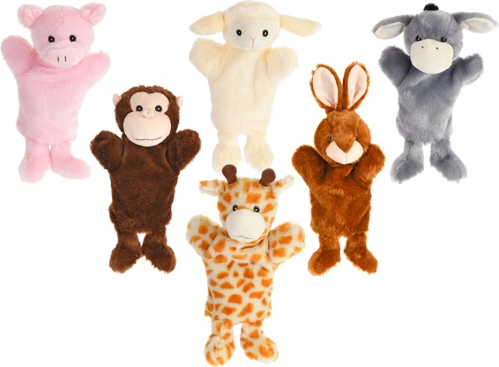 Pluchen handpop dier 25 cm, meerdere soorten
