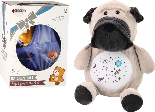 Sleeping plush puppy with day and night mode