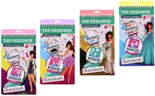 TOP DESIGNER Sketchbook for Young Fashion Designers with Stencils and Stickers