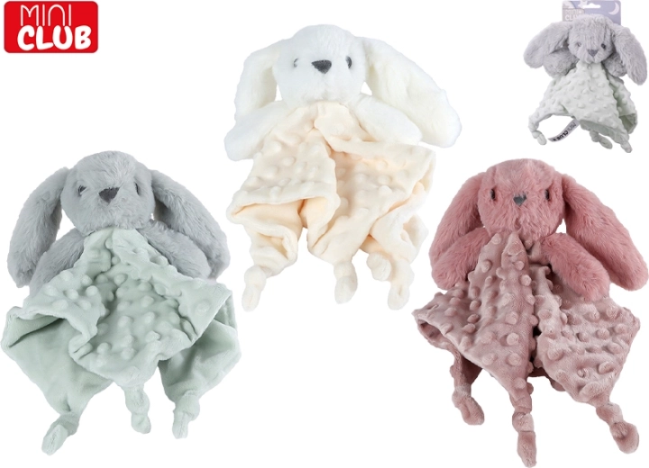 Pluche konijntje knuffeldoekje met textuur 26 cm Mini Club