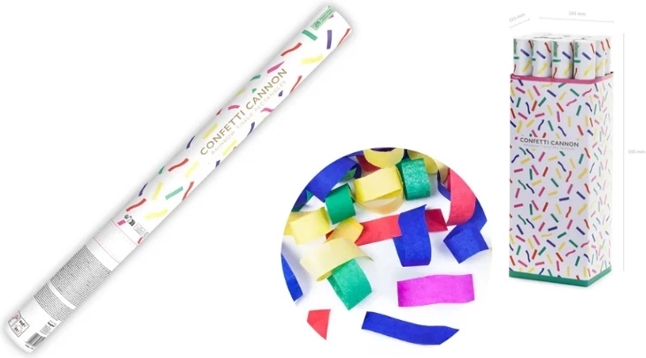 Mélange de confettis en papier multicolores – tube lanceur 60 cm