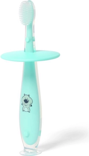 BabyOno brosse à dents sûre en silicone menthe 12m+