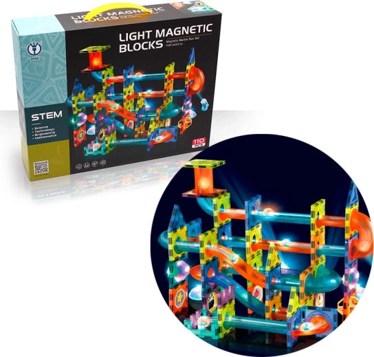 Magnetic Light-Up Marble Run – 110-Piece Building Set