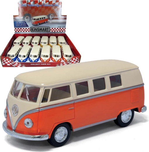 Metalen modelauto 1962 Volkswagen Classical Bus met crèmekleurig dak