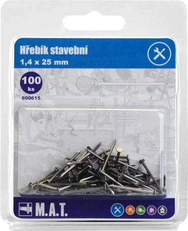 Construction nails 25 × 1.4 mm, 100 pcs