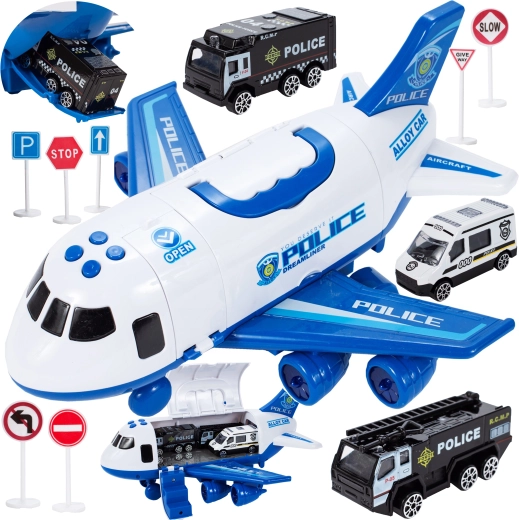 Airplane with 1:64 die-cast cars with light and sound
