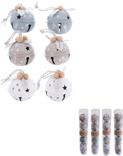 Metal jingle bells 4 cm – set of 6 pcs (mix of 4 variants)