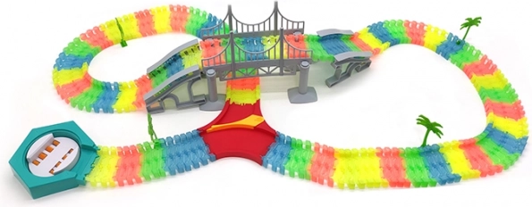 Lichtgevende flexibele racebaan 192 stukken met LED-autootje