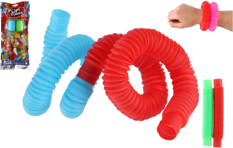 Tubes pop sensorielles extensibles – kit de construction 2 pcs, assortiment de couleurs