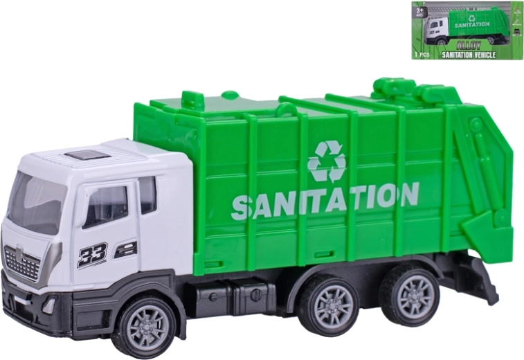 Metalen vuilniswagen 12 cm met terugtrekmotor